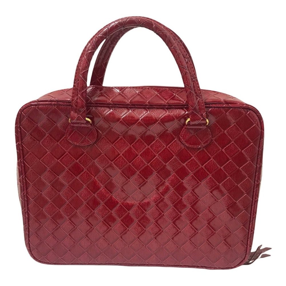 Este Lauder Red Pleather Laptop Bag 13 X 9.5 X 2.5 in